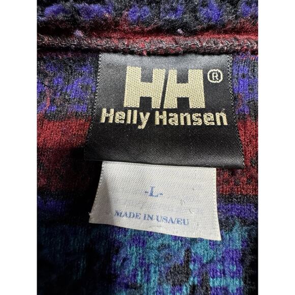 Helly Hansen VTG Purple Furry Fleece Snowflake 1/4 Zip Jacket Sz L Made In USA - Picture 3 of 7